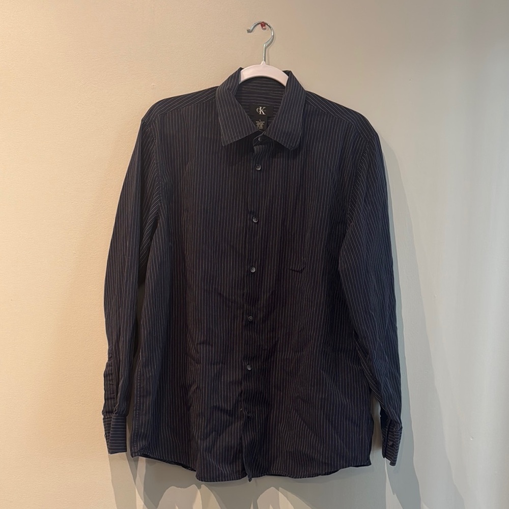 Calvin Klein Blue Striped Dress Shirt